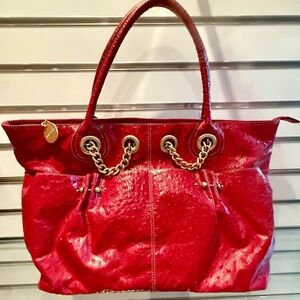 Charles David Red Embossed Genunine Leather Tote Designer Direct! sample
